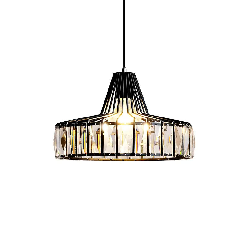 LZPZ RUI Nordic LED Kristall Anhänger Lampe in Schwarz aus Eisen und Glas für Küche und Esszimmer, runde moderne Kronleuchter mit transparentem Glas - Bild 4