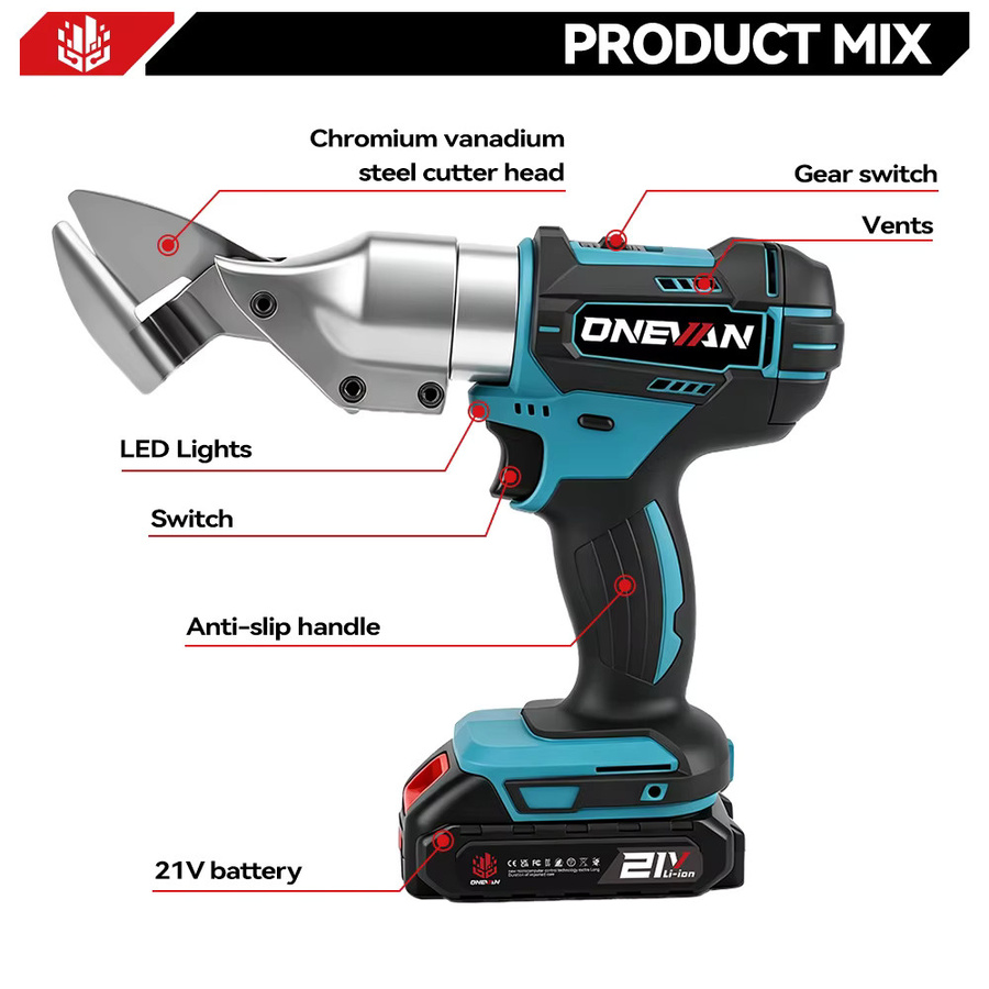 ONEVAN Elektrische Eisenschere 800W kabelloser Metallschneider und Rohrschneider für Makita 18V Akku aus Edelstahl - Bild 2