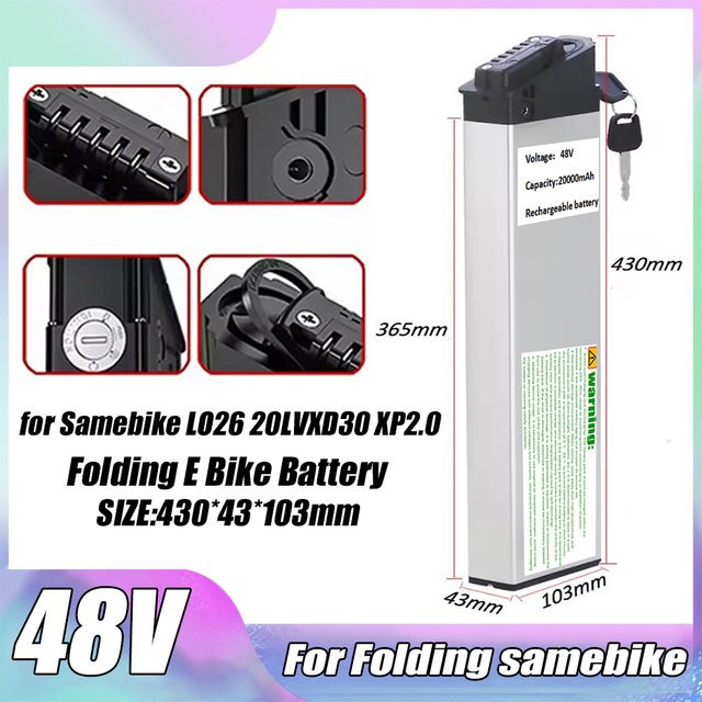 ALalito Lithium-Akku-Pack DCH-006 48V 20Ah in Silber als Ersatz für MX01 LAFLY X3 JINGHMA R7 R5 Falträder passend für 250W 750W 1000W Motoren - Bild 1
