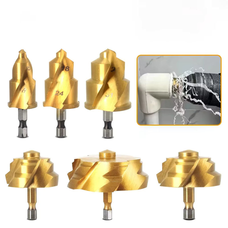 XMSJ Abgestufter Bohrer PPR-Hebe als Wasserrohr-Verbindungswerkzeug mit Sechskantschaft in Gold, Durchmesser: 20 mm, 25 mm, 32 mm, 40 mm, 50 mm, 63 mm - Bild 5