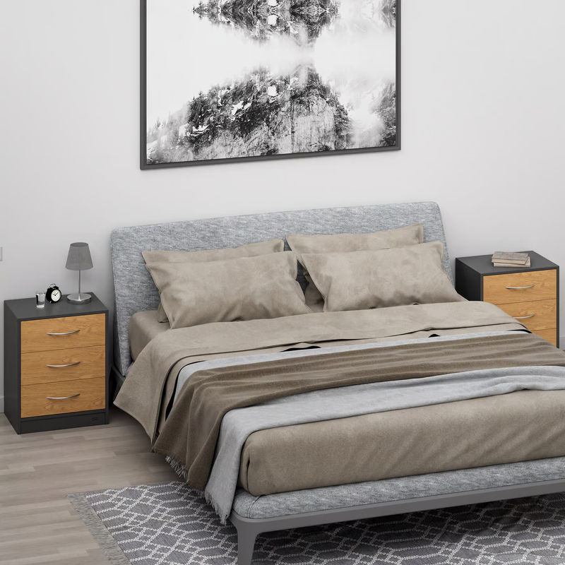 CASARIA Nachttisch Eloise 2er-Set Grau B/T/H: 54 x 39 x 28 cm - Bild 4