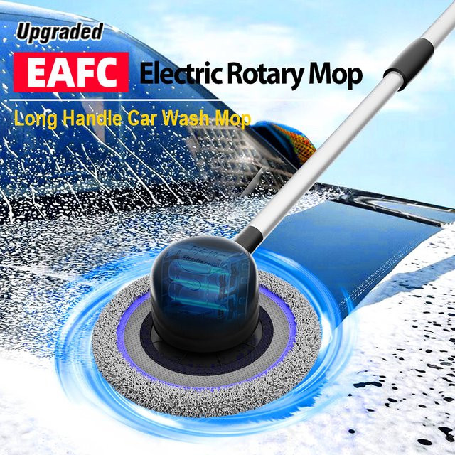 EAFC 3-teiliger Teleskop-Waschmopp für Elektroautos mit 360 Grad rotierendem Chenille-Bürstenkopf für Nass- und Trockengebrauch - Bild 1