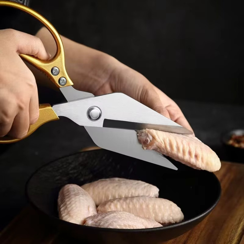 WXCOO Profi-Küchenschere aus Edelstahl als Geflügelschere für Fleisch und Gemüse in Silber oder Gold - Bild 5