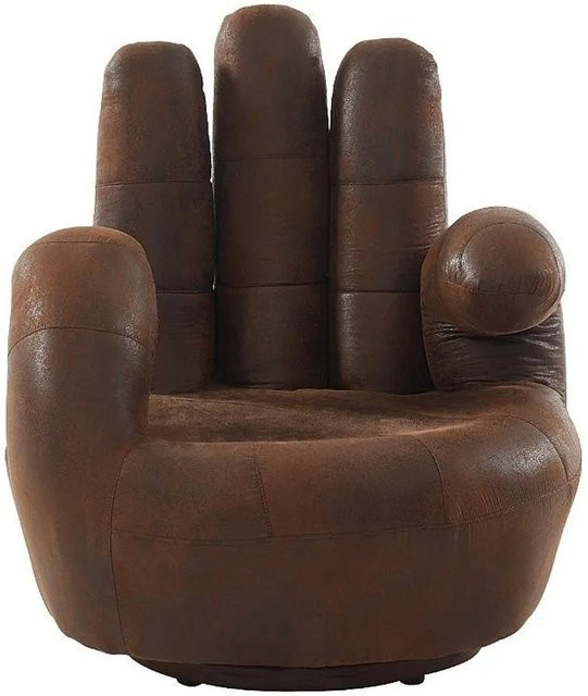Vente-unique Sessel Catchy in Braun mit gerader Rückenlehne und Armlehnen im Vintage Look, Höhe: 82 cm - Bild 1