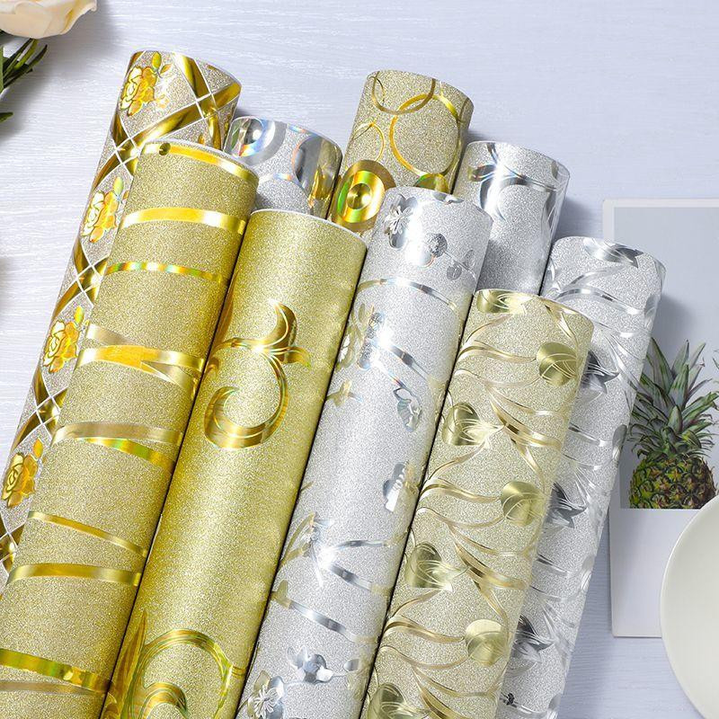 Selbstklebende Wandtapete Loving A Better Life aus PVC in Gold und Silber, Breite: 30 cm, Länge: 3 m - Bild 1