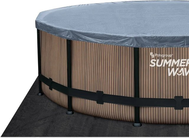 Summer Waves Elite Pool in Grau mit Teak-Optik und Metallrahmen, Durchmesser: 488 cm, Höhe: 122 cm - Bild 3