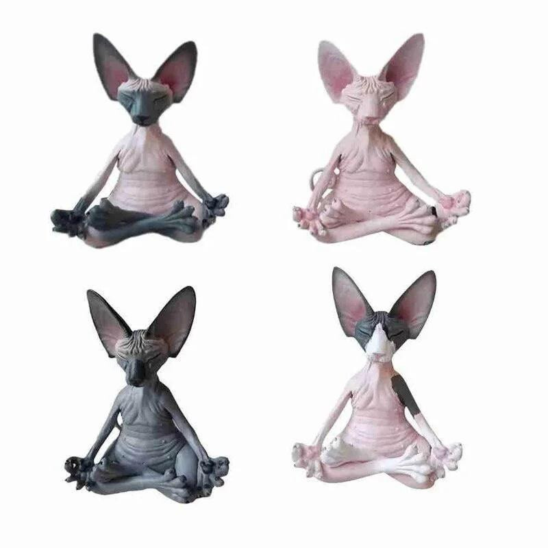 Yiran Furniture Buddha-Sphynx-Katzenfigur aus Harz für Meditation und Yoga als moderne Deko-Skulptur für den Außenbereich und den Tisch - Bild 3