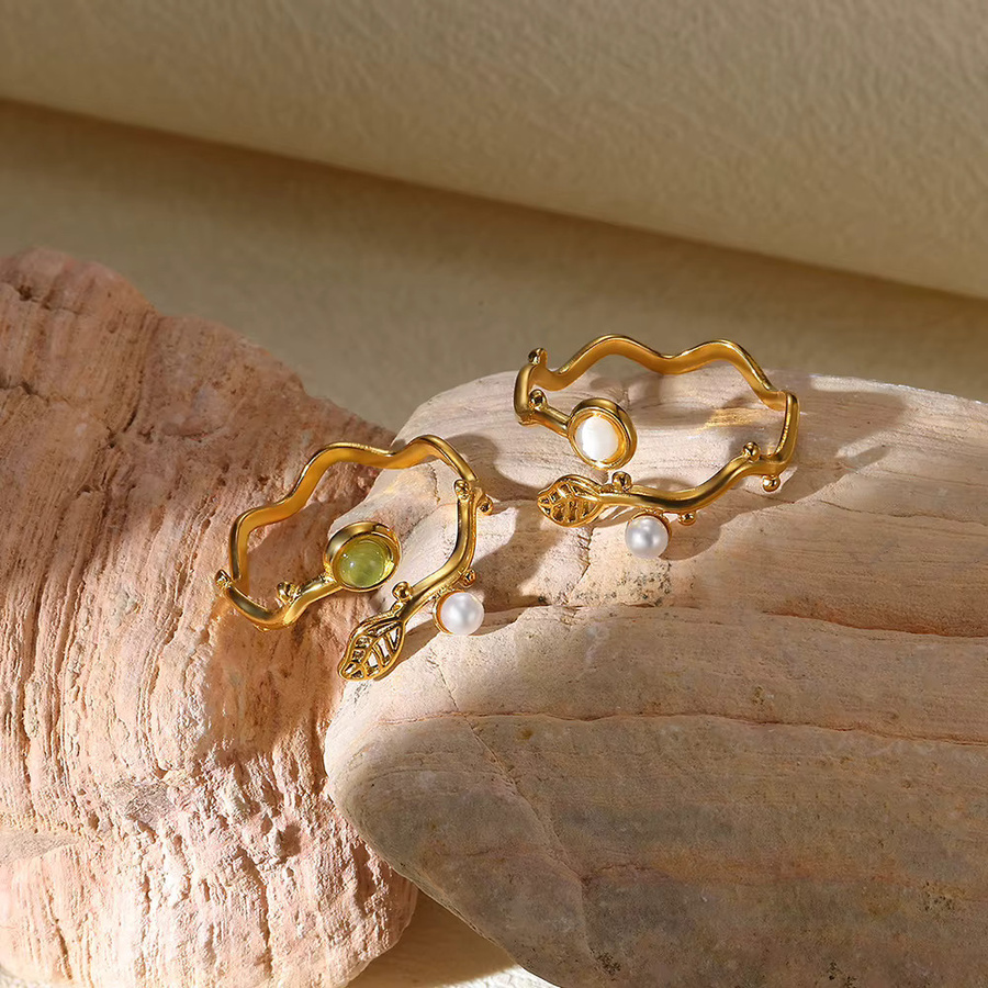 ETCAVCE Ring Edelstahl, 18K Vergoldet, Grün, Damen - Bild 3