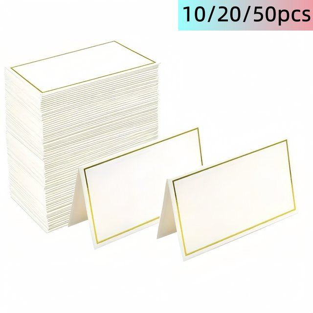 Tischkarten aus Papier für Hochzeit, Geburtstag und Party in Gold, Silber oder Weiß - Bild 1