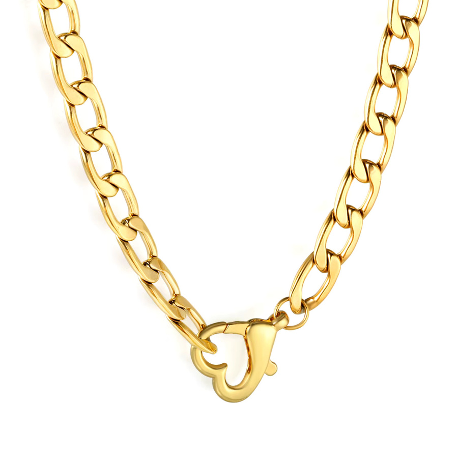 LUXUSTEEL Halskette mit Hohlherz-Anhänger, Edelstahl, Gold, Damen - Bild 1