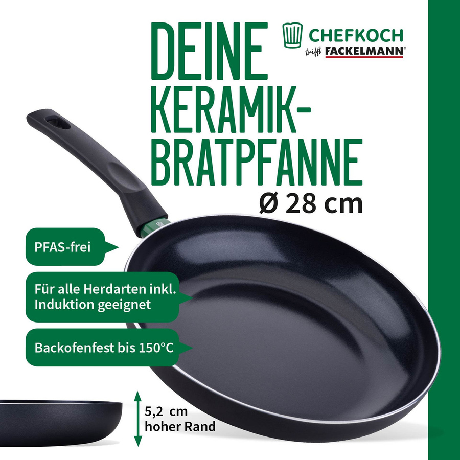 Fackelmann Bratpfanne Bielefeld aus Keramik und Aluminium in Grün und Schwarz, Durchmesser: 28 cm - Bild 3