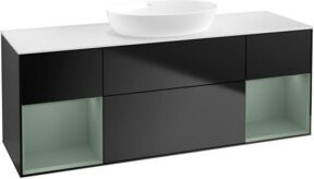 V&B Waschtischunterschrank Finion mit Wandbeleuchtung, Blau lackiert, Breite: 160 cm, Tiefe: 50,1 cm, Höhe: 50,1 cm - Bild 1
