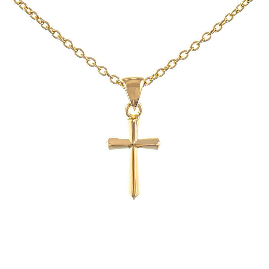 Anhänger Kreuz mit Kette, 925 Silber vergoldet, Unisex - Bild 1