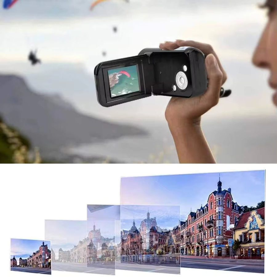 VIBRATITE Kompaktkamera in Schwarz mit Drehbildschirm für Full-HD-Videos und Fotos - Bild 4