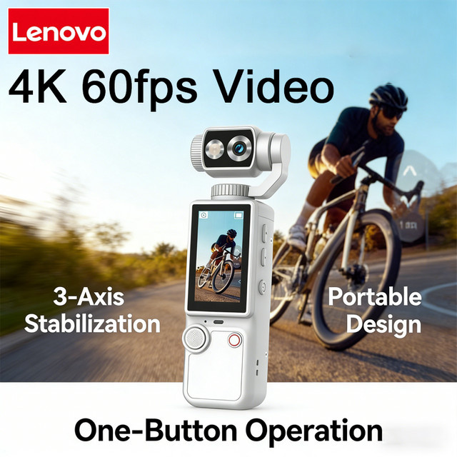 Lenovo 4K HD WiFi Sport-Actionkamera in Weiß für Reise, Fahrrad und Vlogging - Bild 1