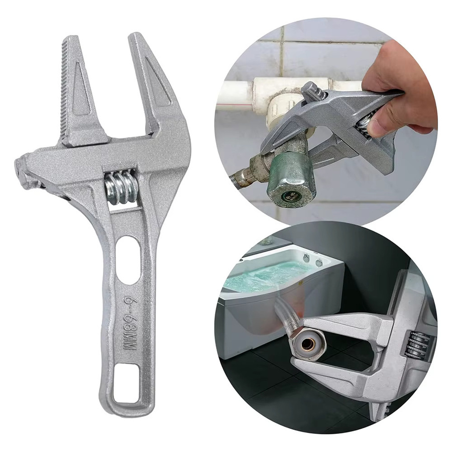 Verstellbarer Backschlüssel von WOZOBUY aus Aluminiumlegierung in Silber für Sanitärinstallationen und Reparaturen, Spannbereich 6–68 mm - Bild 2