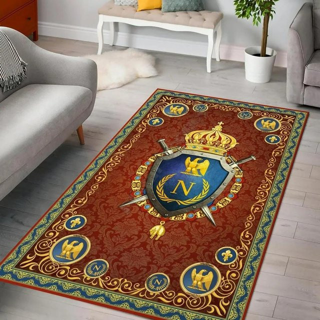 Lodestar Napoleon Wappen Teppich, Waschbarer Dekoteppich für Wohnzimmer, Flur und Schlafzimmer, Mehrfarbig, B/T: 60 x 40 cm - Bild 1
