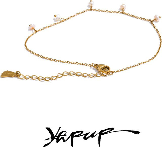 Yhpup Fußkettchen Edelstahl, Perle, Gold, Damen - Bild 1