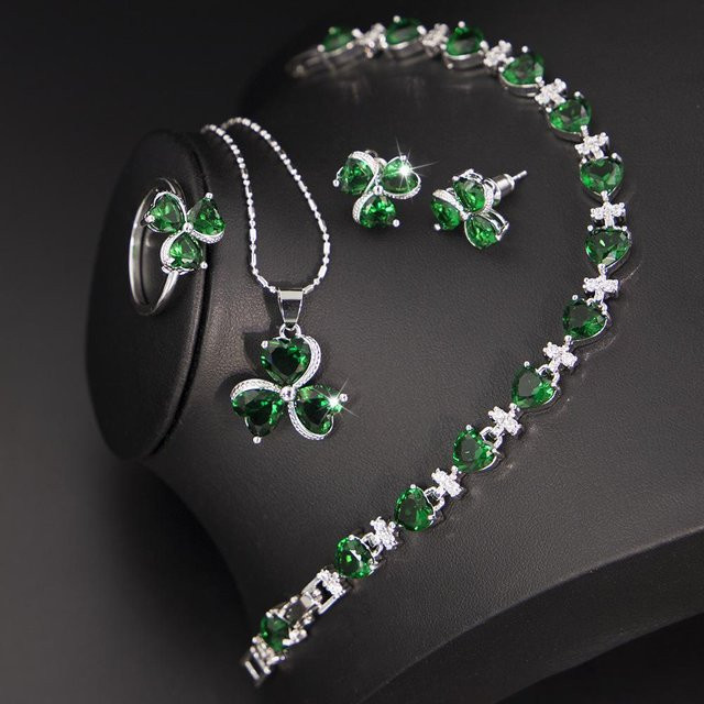 YIRAN Jewelry Schmuckset, vierteiliges Set, Kupfer, Silber, Zirkonia, Damenmode - Bild 1