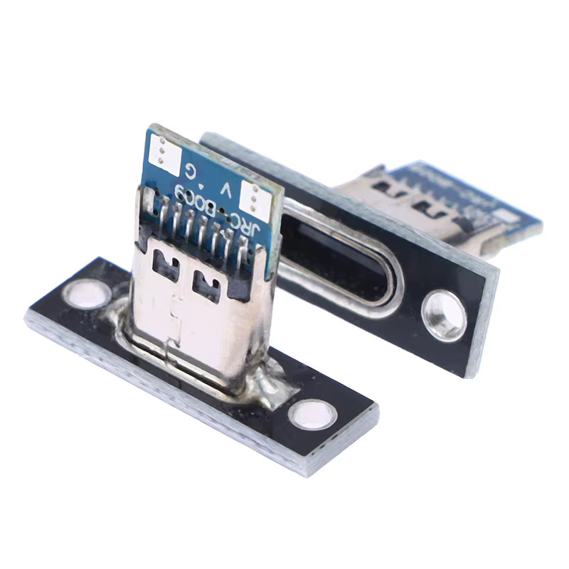 10 Stück USB 3.1 Typ C Buchsen mit Schraubbefestigungsplatte in Silber für Ladeanschlüsse - Bild 2