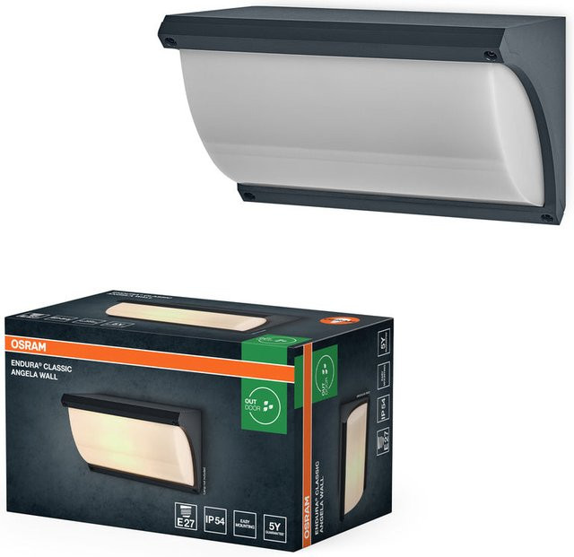 OSRAM Endura Classic LED Wandleuchte Angela, E27 Fassung, IP54, Aluminium, Grau, Smart+ kompatibel - Bild 1