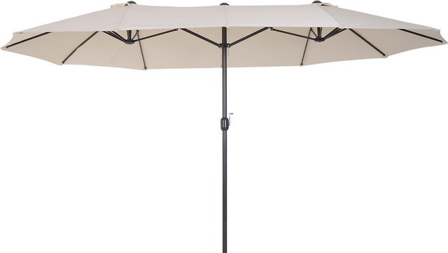 Outsunny Doppelsonnenschirm als Marktschirm und Terrassenschirm mit Handkurbel, Beige, B/T/H: 455 x 270 x 240 cm - Bild 1