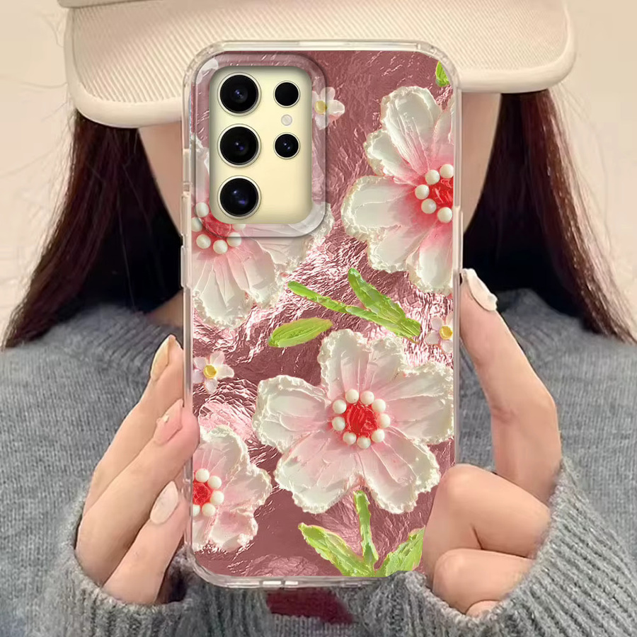 Retro Ölgemälde Luxus Blume Handyhülle für Samsung Galaxy S24 S25 S23 S22 S21 Plus S20 FE Ultra, TPU Schutzhülle, Mehrfarbig - Bild 1