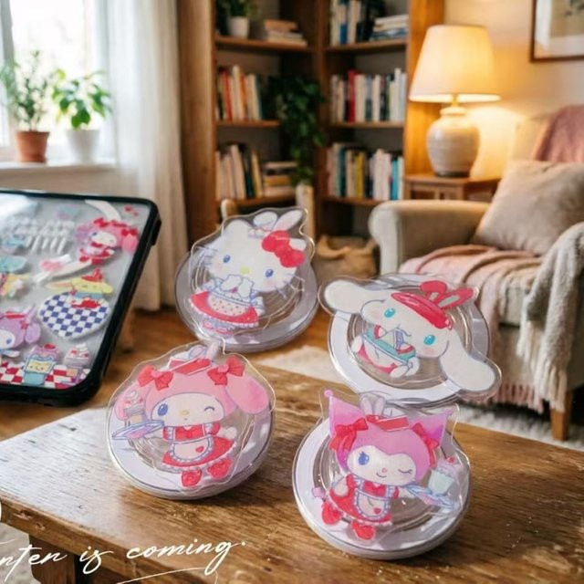 Sanrio Hello Kitty Magnetischer Telefonständer im Maid Style, drehbar und zusammenklappbar, kompatibel mit MagSafe für dein iPhone, Mehrfarbig - Bild 1