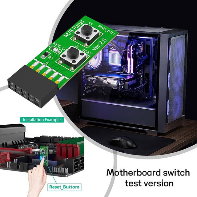 VORTNGLE 10-Pin Motherboard Adapterkarte für Reset- und Ein/Aus-Schalter zum Testen von Desktop-PCs - Bild 1