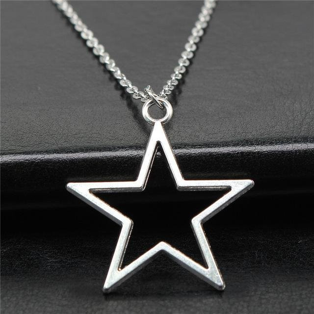 Wucifang Jewelry Halskette, Stern Anhänger, Edelstahl, Silber, Damen - Bild 1