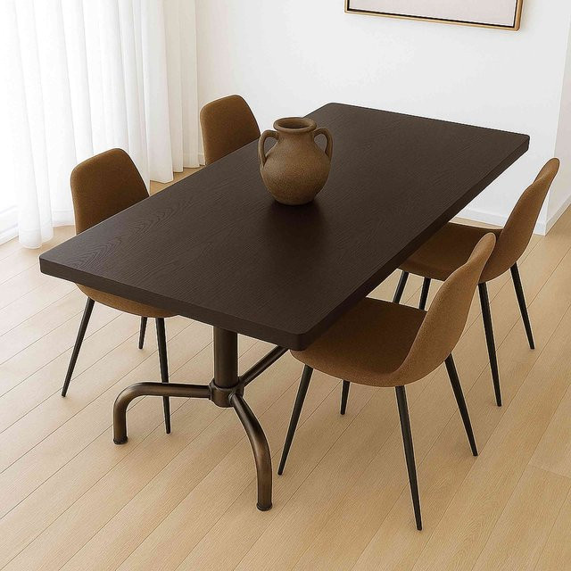 Esszimmertisch MCW-P31 Industrial Design aus Holz und Stahl in Braun, B/T/H: 140 x 80 x 74 cm - Bild 1