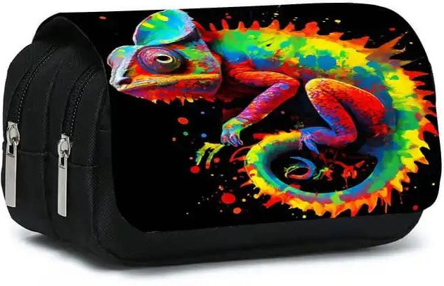 Fancy Style Studio Chamäleon Doppelklapp-Federmäppchen für Kinder in Multicolour - Bild 1