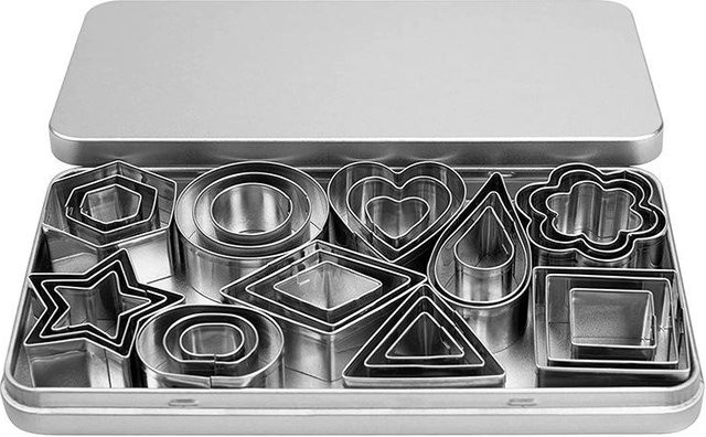 NATAWA 30-teiliges Set Edelstahl Cookie Cutter und Ausstechformen für Fondant und Gebäck in Silber/Grau - Bild 1