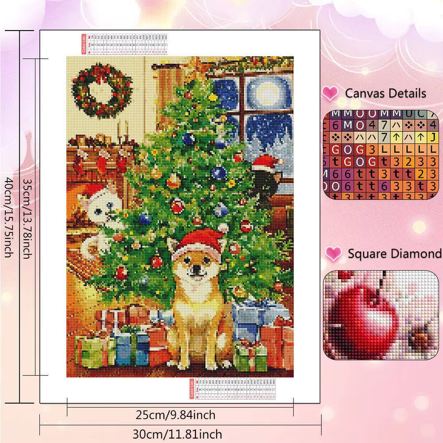 Huacan Diamant-Gemälde 5D Weihnachtsbaum Landschaft Mosaik Stickerei Multicolor Full Round - Bild 3
