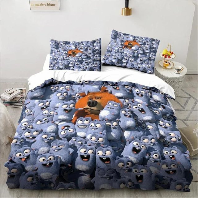 Grizzy und die Lemminge Bettwäsche-Set mit Bettbezug und Kissenbezug in Blau, B/H: 135 x 200 cm - Bild 1