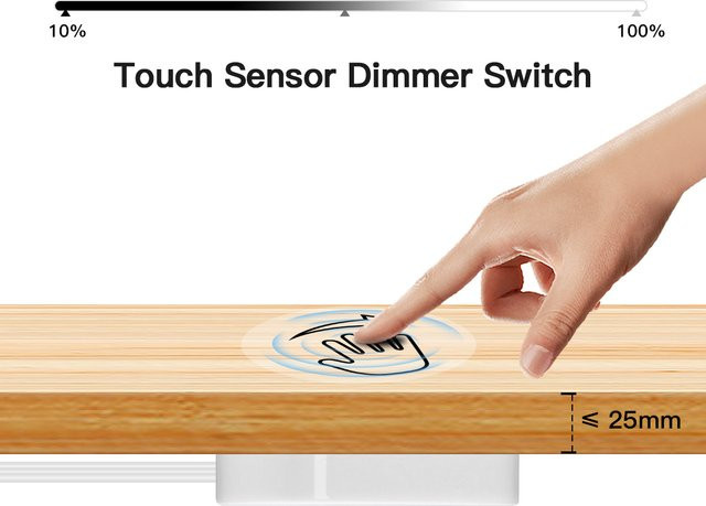 Rybakov LED Dimmer mit Touch Sensor und Holzplatte für drahtlose Küchenbeleuchtung und COB LED Streifen in modernem Design - Bild 1