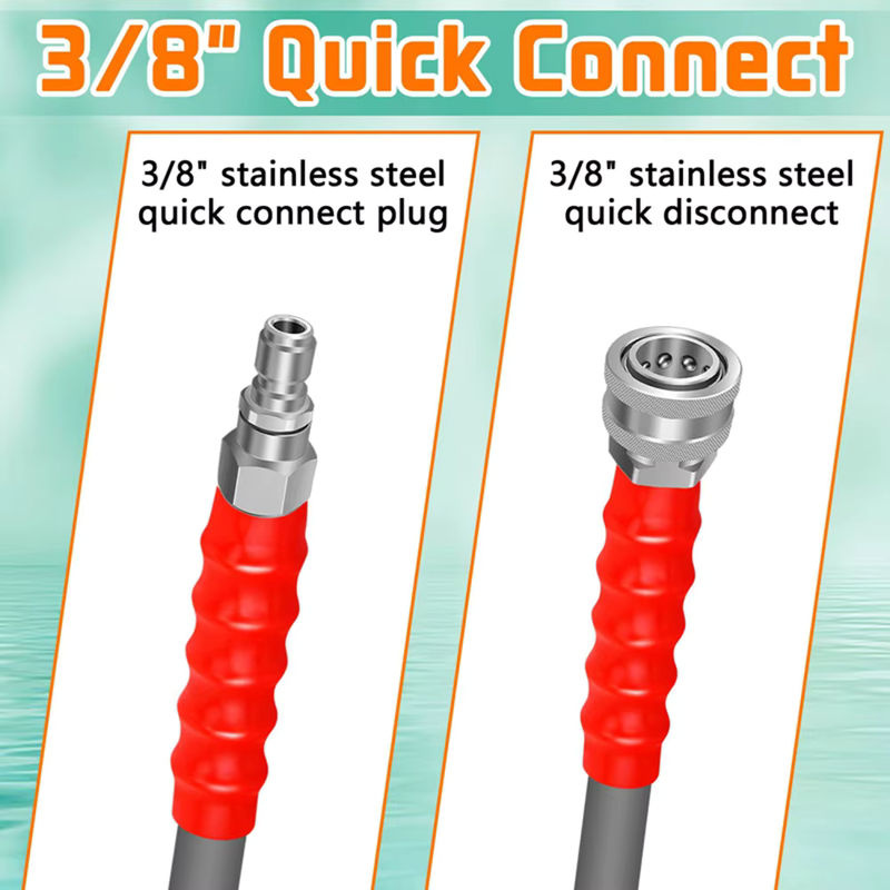 Kaikarai Hochdruckreiniger-Adapter 360 Grad schwenkbar M22 14 mm auf 3/8 Quick Connect Edelstahl-Schnellkupplung für Power Washer Schlauch 5000 PSI in Silber - Bild 3