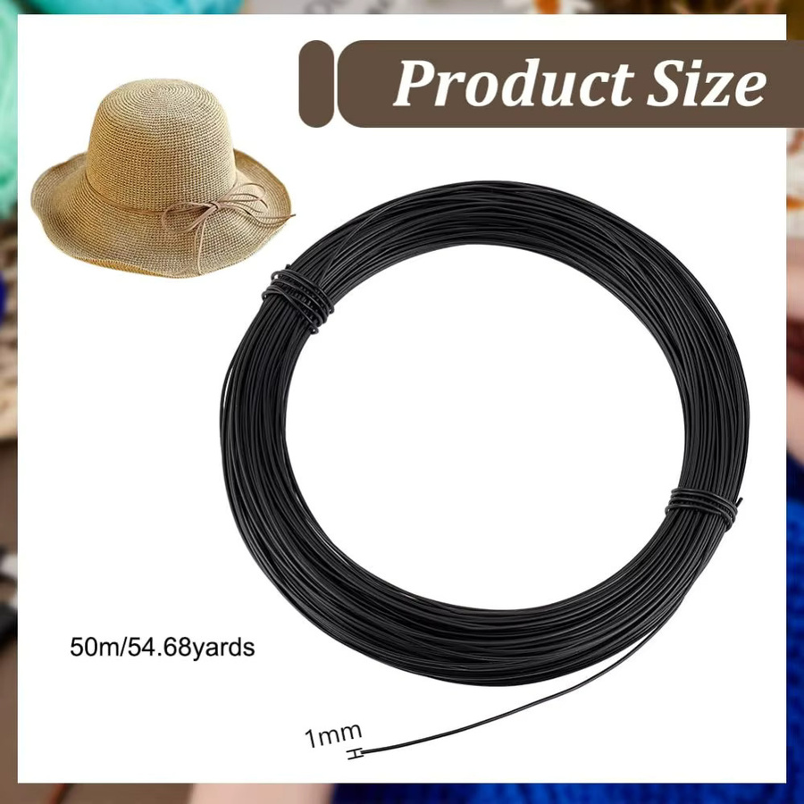 Schwarzer Millinery-Draht für DIY-Nähzubehör und Blumenarbeiten, 50 m Länge, Durchmesser: 1 mm, Farbe: Schwarz - Bild 2