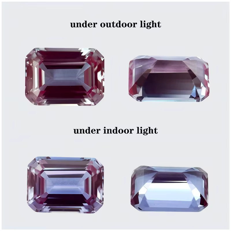CHAOPAIZHIWU Ring, Smaragdform, Lab Grown Alexandrite, Farbwechselstein - Bild 3
