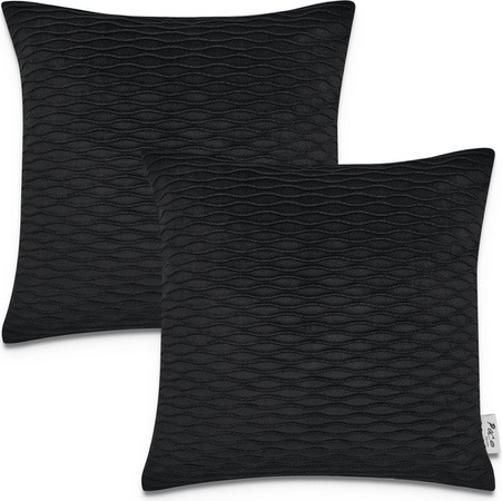 2er-Set Kissenbezüge Chino in Schwarz aus Polyester, B/B: 45 x 45 cm