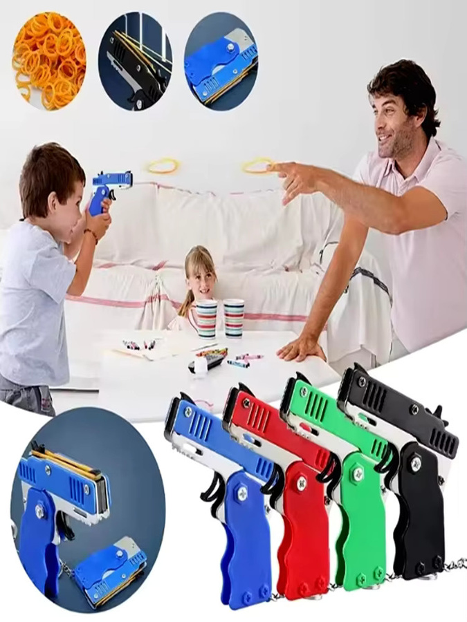 Kidsbele Gummiband-Pistole-Schlüsselanhänger, faltbares Spielzeug - Bild 6