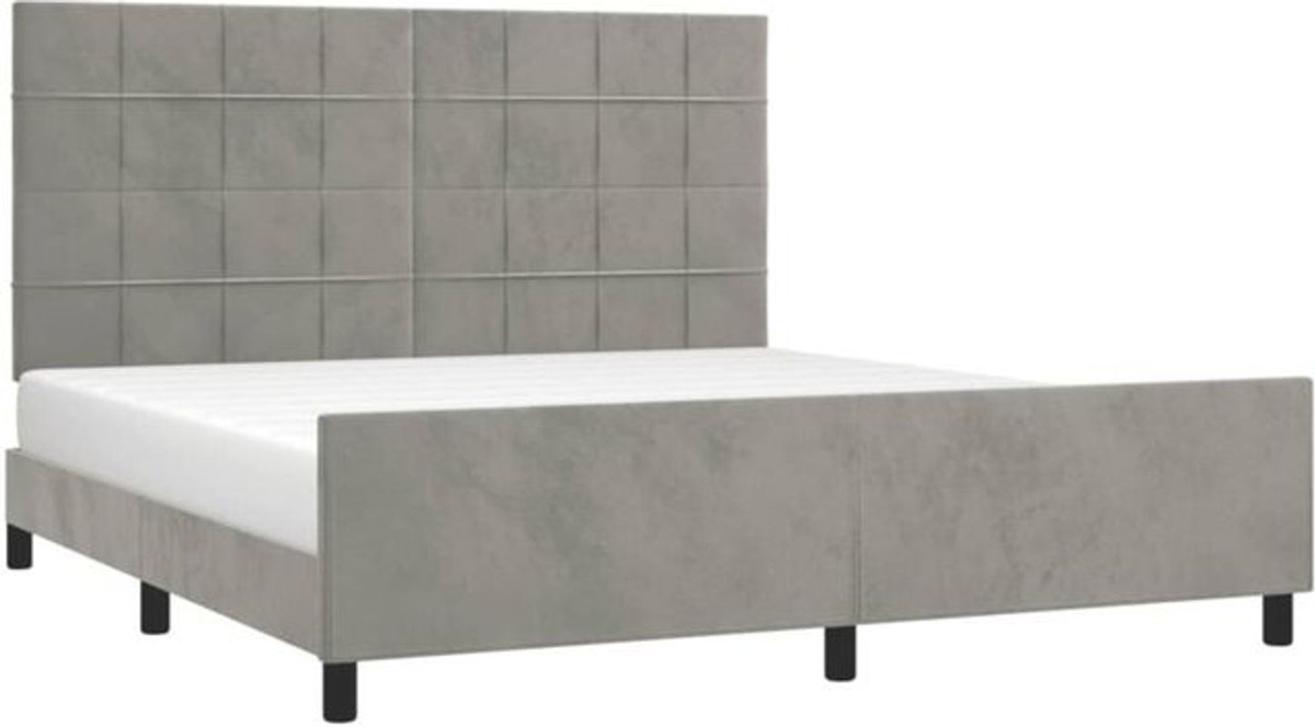 Vidaxl Polsterbett aus Samt und Massivholz in Grau, B/T/H: 160 x 200 x 118 cm - Bild 1