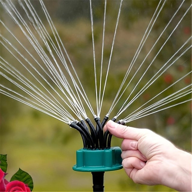 Automatischer Garten Rasensprinkler mit 360 Grad Rotation und Düse in Grün - Bild 1