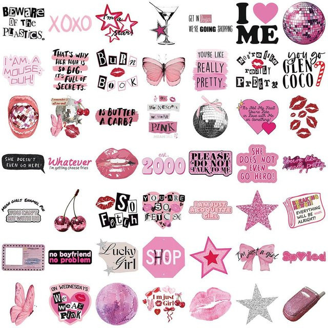 50 Stück Rosa Y2K Cartoon Graffiti Aufkleber Wasserdicht für DIY Dekoration von Gitarren, Notizbüchern und Gepäck von Animeworlds Store - Bild 1