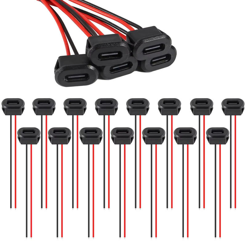 AOKIN USB-C Buchse Chassis, 2-polig, wasserdichter weiblicher Ladeanschluss mit Kartenschnalle, Schwarz - Bild 6
