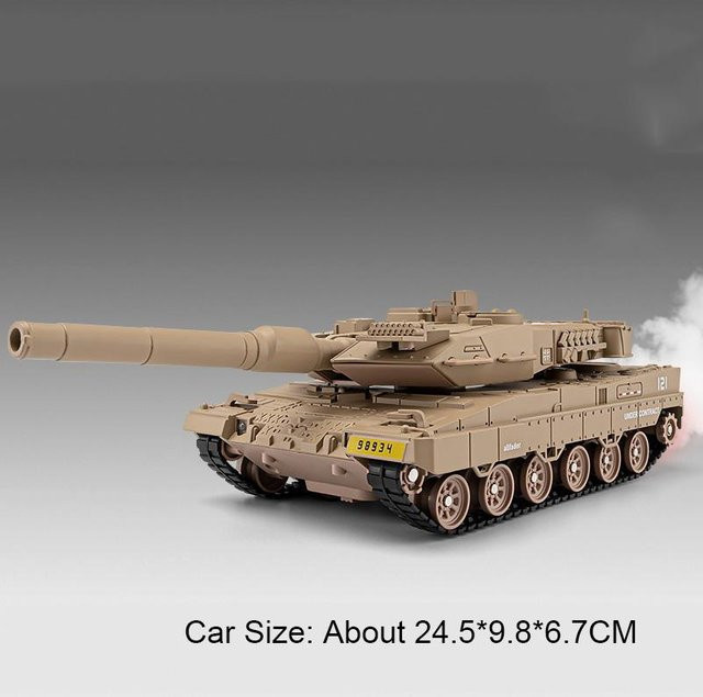 Leopard 2 Kampfpanzer Modell, 1:36, mit Musik, Licht, Sprüh, Katapult, gelb, ab 14 Jahren - Bild 1
