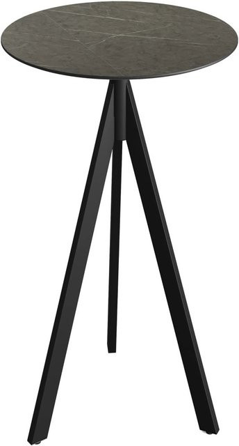 Feros Infinity Tripod Stehtisch mit HPL Platte, rund, schwarz/braun, Höhe: 110 cm, Durchmesser: 70 cm - Bild 1