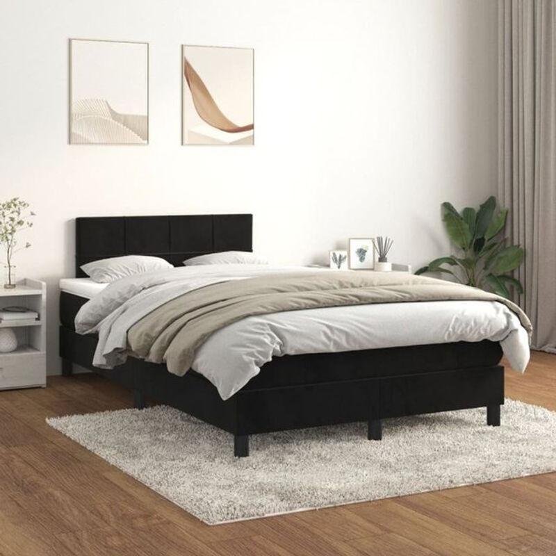 Vidaxl Boxspringbett mit Matratze in Schwarz aus Samt, B/T/H: 200 x 120 x 78 cm - Bild 1