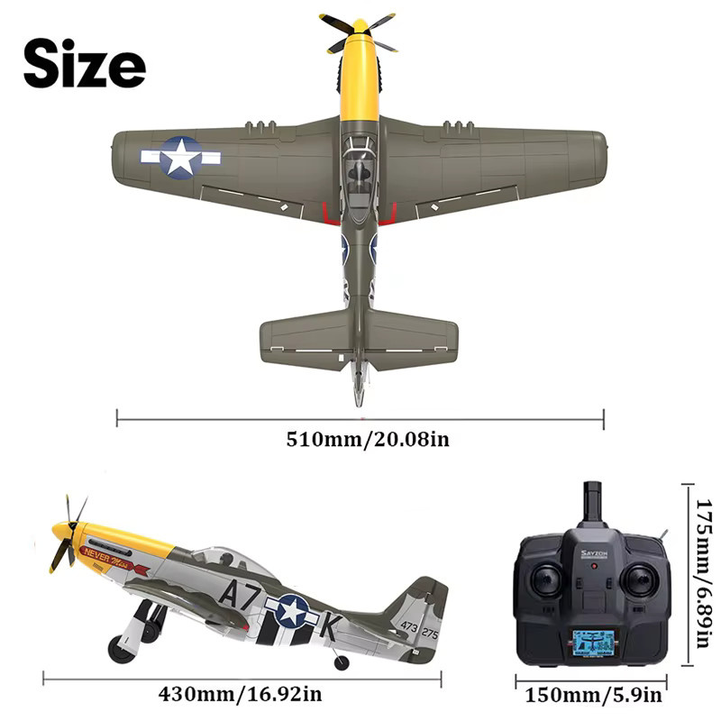 WLTOYS P51D Mustang RC-Flugzeug, Starrflügel-RC-Flugzeug, Schaumstoff - Bild 6