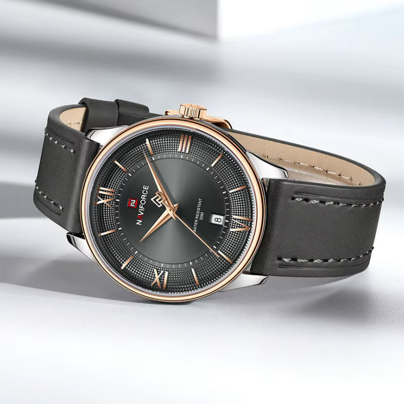 NAVIFORCE Armbanduhr Quarz, Leder, Schwarz, Herren - Bild 6